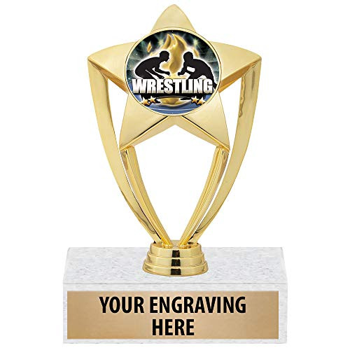 Wrestling Trophy - 6 inch Gold Star Wrestling Titan Series Trophy Awards Prime