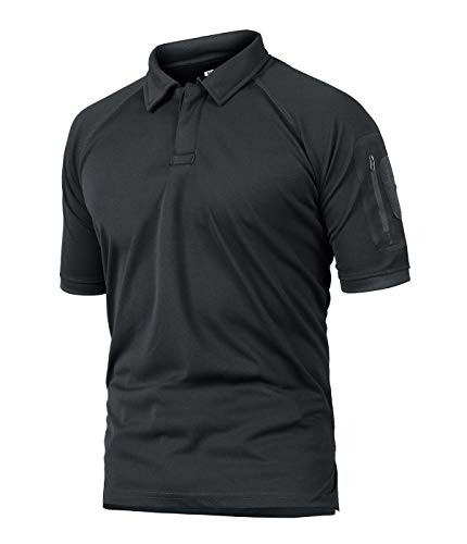 CRYSULLY Men's Military Tactical Sports Outdoor Combat Polo Shirt Turn-Down Collar T-Shirts Tee Tops Grey