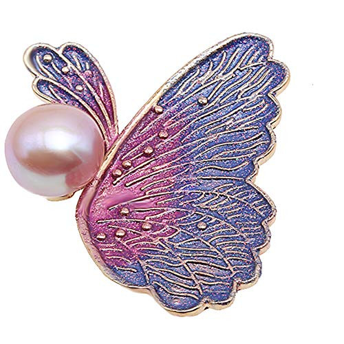 JYX Pearl Butterfly Brooch Pin 10mm Lavender Round Freshwater Cultured Pearl Brooches for Women JYX Pearl Butterfly Brooch Pin 10mm Lavender Round Freshwater Cultured Pearl Brooches for Women