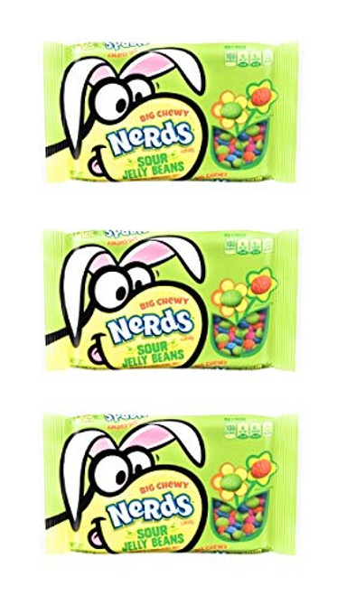 Nerds Big Chewy Sour Bumpy Jelly Beans Easter Candy - Pack of 3 Bags - 12 oz per Bag of Jellybeans (Sour, 3 Bags)