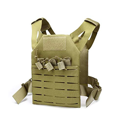 DMAIP Outdoor Children's Ultra Light Vest Tactical Kid Multi-Pocket Vest Military Training Hiking Climb Cs Breathable Safety Vest (Tan)
