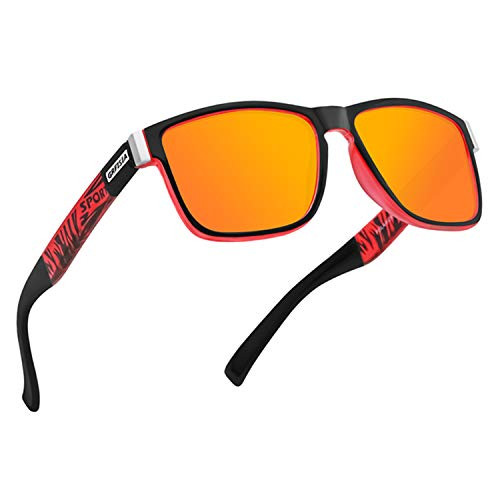 GRFISIA Vintage Polarized Sunglasses for Men and Women Driving Sun glasses 100percent UV Protection (red black -red mirror lens)