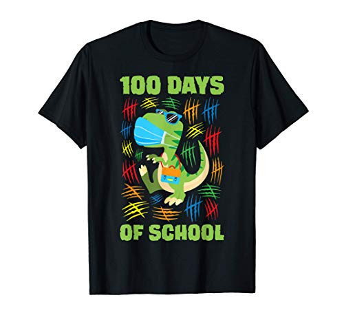 T-Rex Face Mask Funny 100 Days of School Boys Girls Gift T-Shirt