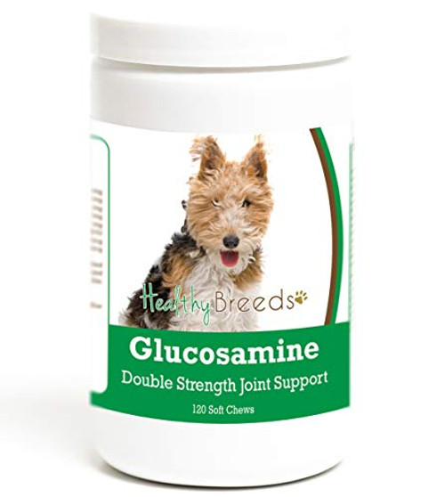 Healthy Breeds Dog Glucosamine Supplement Chews for Wire Fox Terrier - Over 200 Breeds - Glucosamine MSM Chondroitin Yucca  and  Omega Support - 120 Chews