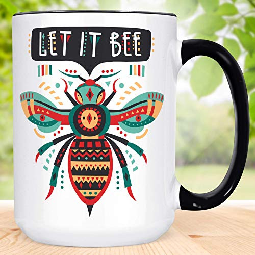 Let it Bee Coffee Mug   Motivational Microwave Dishwasher Safe Ceramic Cup