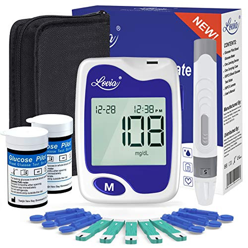 Blood Glucose Monitor Kit - Lovia Diabetes Testing Kit with Blood Sugar Monitor, 50 Blood Test Strips, 50 Lancets, Lancing Device and Carrying Case, Glucose Monitoring Kit with Strips No Coding