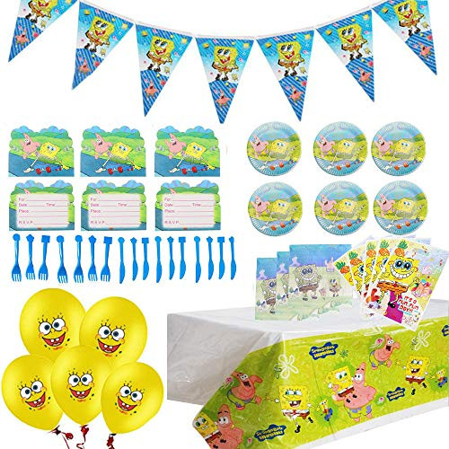 94Pcs SpongeBob Theme Party Supplies Set SpongeBob Birthday Decoration Supply Pack Includes Tableware Balloons Banner for SpongeBob Theme Kids Party Celebration 94Pcs SpongeBob Theme Party Supplies Set SpongeBob Birthday Decoration Supply Pack Includes Tableware Balloons Banner for SpongeBob Theme Kids Party Celebration
