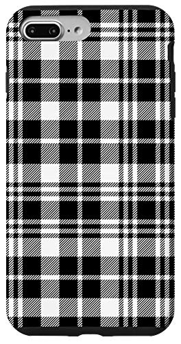 iPhone 7 Plus/8 Plus Black White Gingham Buffalo Plaid Lumberjack Checked Pattern Case