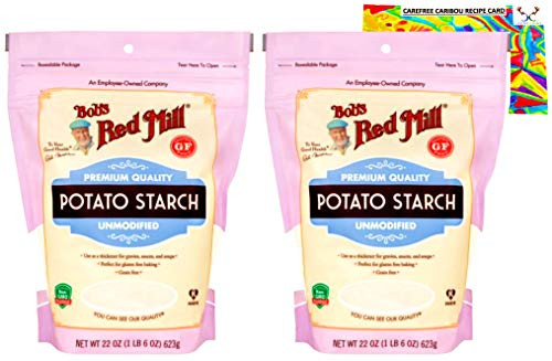 Bob's Red Mill Potato Starch Bundle. Includes (2) 22oz Packages of Bobs Red Mill Unmodified Potato Starch and Carefree Caribou Pie Crust Recipe Card