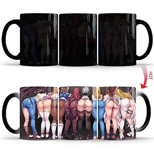 Magic Heat Changing Coffee Mugs, Funny Ceramic Morning Coffee Mug Cup, 11oz Color Changing Heat Sensitive Coffee Tea Mug, Add Hot Liquid and Reveal Sexy Girl Butt, Comes In A Fun Gift Box (1Pcs)