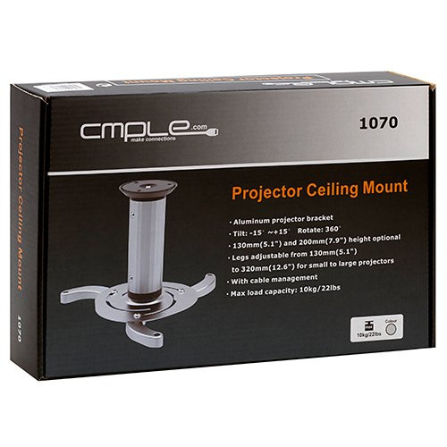 Cmple - Projector Ceiling Mount (Max 22Lbs) with Cable Management - Silver