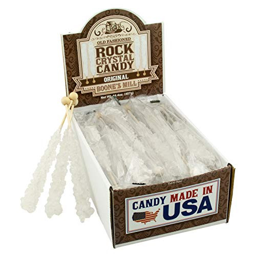 Boone's Mill   Rock Crystal Candy Sticks   Clear/White Original   24 Count