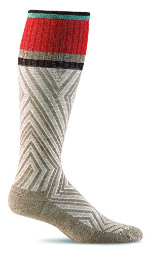 Sockwell Women's Labyrinth Moderate Graduated Compression Sock, Khaki - M/L