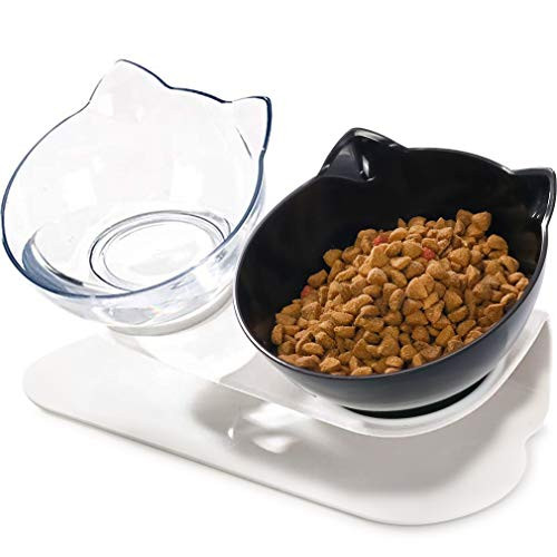 Companet Pet Raised Bowl 15°Tilted Cat Food Bowl Slanted Double Cat Dishes Feeder with Detachable Raised Stand Pet Food Feeder for Cats or Small Dogs Companet Pet Raised Bowl 15°Tilted Cat Food Bowl Slanted Double Cat Dishes Feeder with Detachable Raised Stand Pet Food Feeder for Cats or Small Dogs