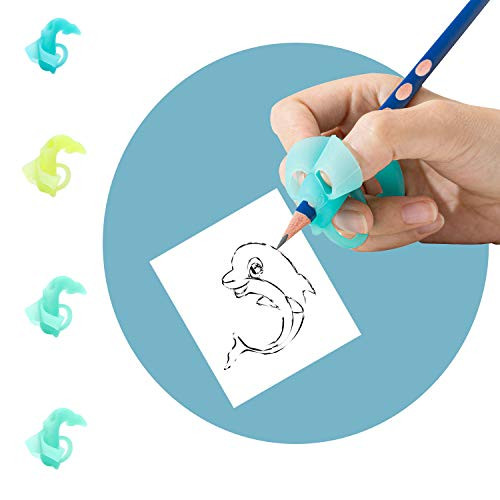 Mekereke Child Pencil Grips Gripper Writing Aid Grip Pen Grips for Kids Handwriting Pencil Grips Children Pencil Holder Writing Aid Grip Trainer(Set of 4PCS,Boy)