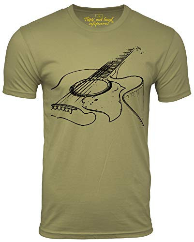 Think Out Loud Apparel Acoustic Guitar Player T Shirt Cool Musician Tee Music T Shirt Artistic Tshirt Olive Small