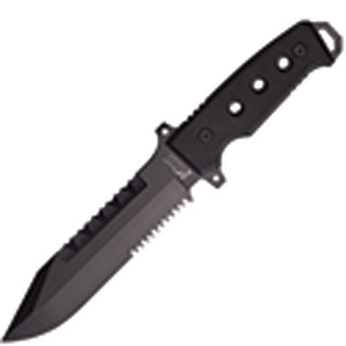 MASTER CUTLERY MX-8098K 12 inch Fixed Blade Knife, 5 mm Thickness Black K 10 Handle 1680D Nylon Sheath