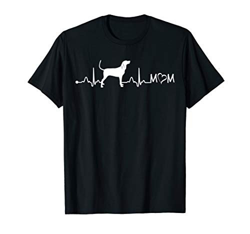 Heartbeat EKG Black  and  Tan Coonhound Dog Mom Gift T-Shirt