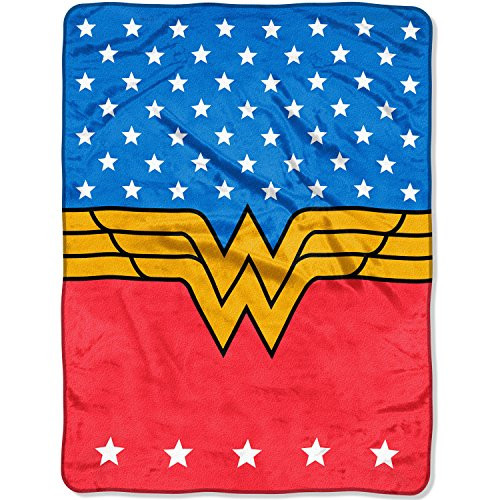DC Comics DC Wonder Woman 46x60 Plush Throw Blanket, 46Wx60L, Blue, Red, White, Yellow