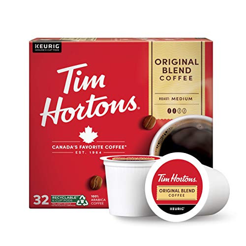 Tim Hortons Original Blend, Medium Roast Coffee, Single-Serve K-Cup Pods Compatible with Keurig Brewers, 32ct K-Cups