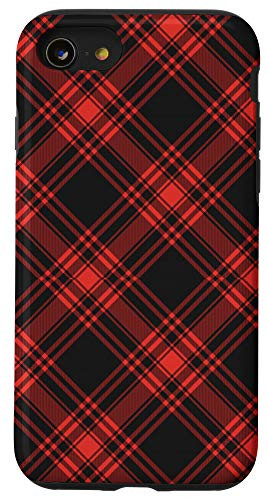 iPhone SE (2020) / 7 / 8 Red and Black Plaid Buffalo Check Pattern Design Phone Case