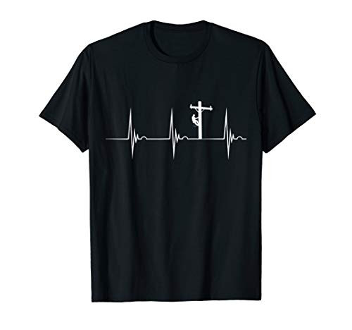 Electric Cable Worker Heartbeat EKG Pulse Lineworker T-Shirt
