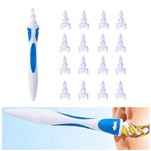 Ear Wax Remover Kit with 16 Pcs Replacement Tips - Soft Ear Wax Cleaner - Spiral Earwax Cleaner Tool - Silicone Ear Pick Earwax Remover Tools