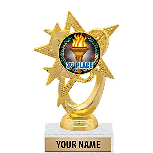 5.5 inch Gold 3rd Place Trophies, Custom Astral Star 3rd Place Trophy Award Prime