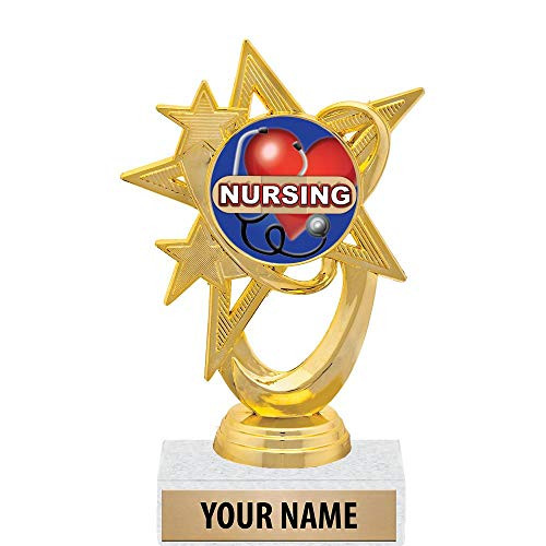 5.5 inch Gold Nurse Trophies, Custom Astral Star Nurse Trophy Award Prime