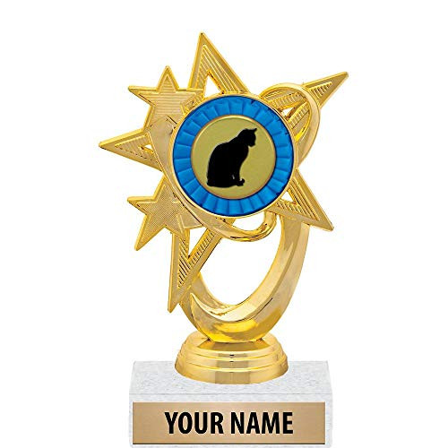 5.5 inch Gold Cat Trophies, Custom Astral Star Cat Trophy Award Prime