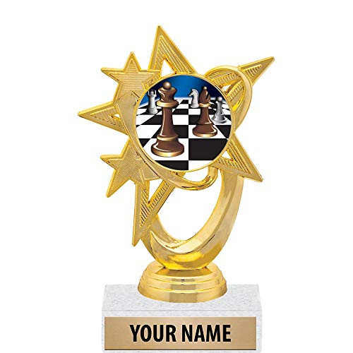 5.5 inch Gold Chess Trophies, Custom Astral Star Chess Trophy Award Prime