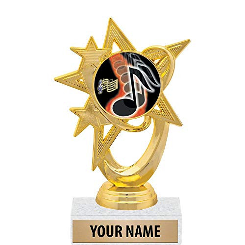 5.5 inch Gold Music Note Trophies, Custom Astral Star Music Note Trophy Award Prime