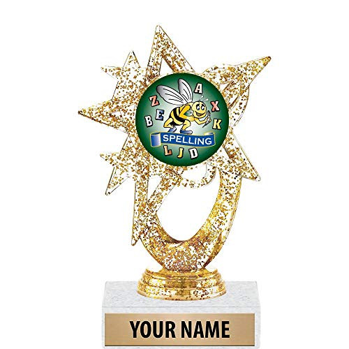 5.5 inch Gold Glitter Spelling Trophies, Custom Astral Star Spelling Trophy Award Prime 5.5 inch Gold Glitter Spelling Trophies, Custom Astral Star Spelling Trophy Award Prime
