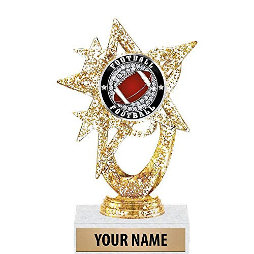 5.5 inch Gold Glitter Football Trophies, Custom Astral Star Football Trophy Award Prime