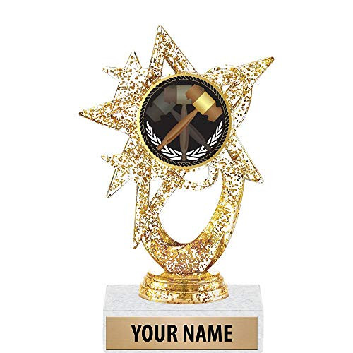 5.5 inch Gold Glitter Debate Trophies, Custom Astral Star Debate Trophy Award Prime