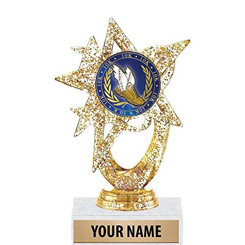 5.5 inch Gold Glitter 10K Trophies, Custom Astral Star 10K Trophy Award Prime
