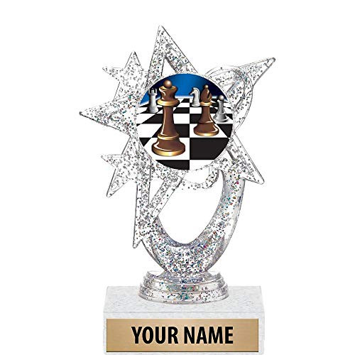 5.5 inch Silver Glitter Chess Trophies, Custom Astral Star Chess Trophy Award Prime