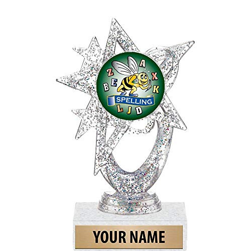 5.5 inch Silver Glitter Spelling Trophies, Custom Astral Star Spelling Trophy Award Prime 5.5 inch Silver Glitter Spelling Trophies, Custom Astral Star Spelling Trophy Award Prime