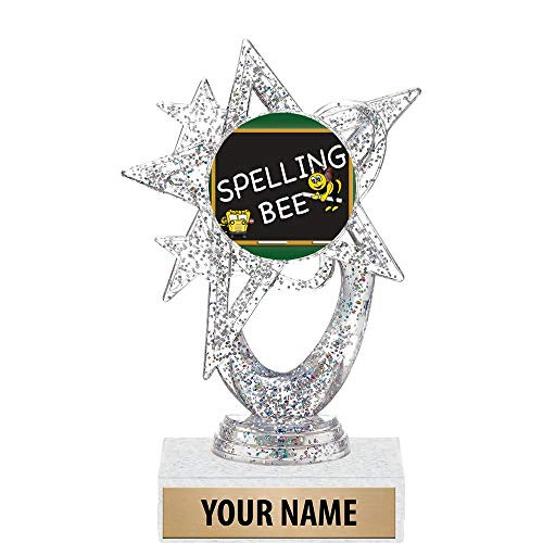 5.5 inch Silver Glitter Spelling Bee Trophies, Custom Astral Star Spelling Bee Trophy Award Prime 5.5 inch Silver Glitter Spelling Bee Trophies, Custom Astral Star Spelling Bee Trophy Award Prime