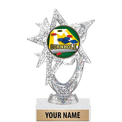 5.5 inch Silver Glitter Cornhole Trophies, Custom Astral Star Cornhole Trophy Award Prime 5.5 inch Silver Glitter Cornhole Trophies, Custom Astral Star Cornhole Trophy Award Prime