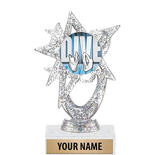 5.5 inch Silver Glitter Diving Trophies, Custom Astral Star Diving Trophy Award Prime
