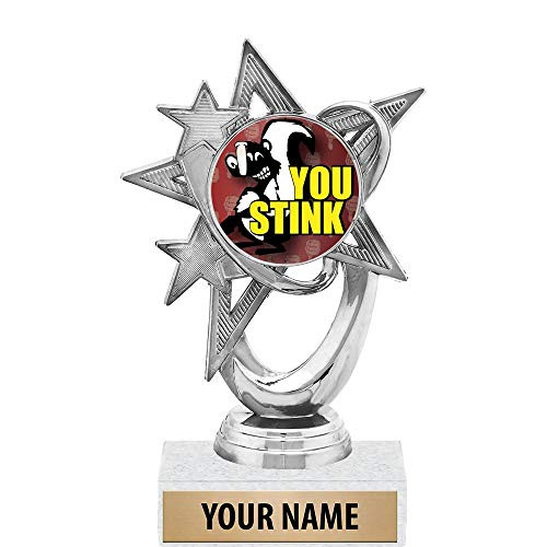 5.5 inch Silver You Stink Trophies, Custom Astral Star You Stink Trophy Award Prime