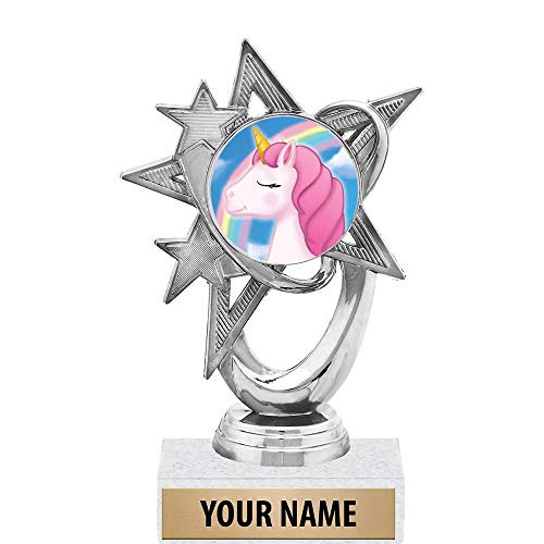 5.5 inch Silver Unicorn Trophies, Custom Astral Star Unicorn Trophy Award Prime