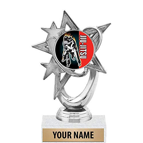 5.5 inch Silver Jiu Jitsu Trophies, Custom Astral Star Jiu Jitsu Trophy Award Prime