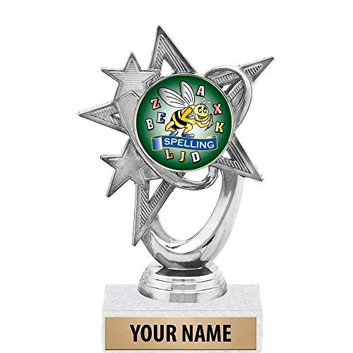 5.5 inch Silver Spelling Trophies, Custom Astral Star Spelling Trophy Award Prime 5.5 inch Silver Spelling Trophies, Custom Astral Star Spelling Trophy Award Prime
