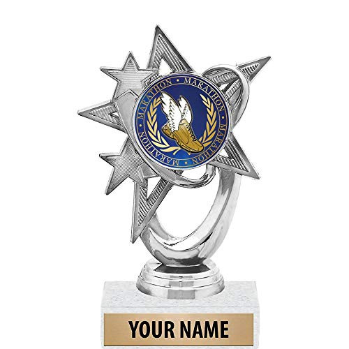 5.5 inch Silver Marathon Trophies, Custom Astral Star Marathon Trophy Award Prime
