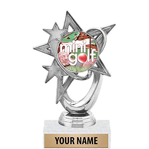 5.5 inch Silver Mini Golf Trophies, Custom Astral Star Mini Golf Trophy Award Prime