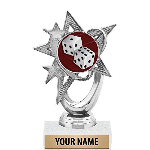 5.5 inch Silver Dice Trophies, Custom Astral Star Dice Trophy Award Prime