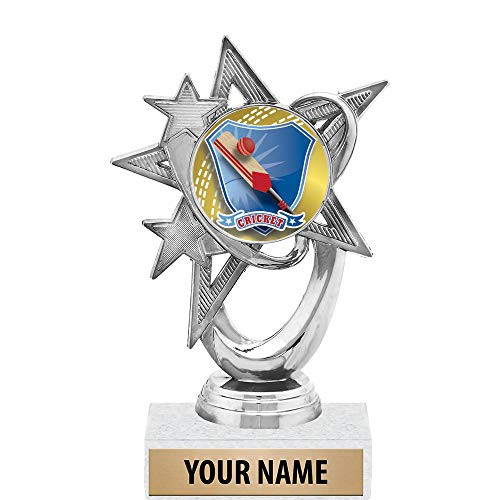 5.5 inch Silver Cricket Trophies, Custom Astral Star Cricket Trophy Award Prime