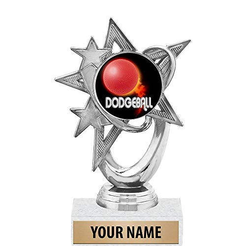 5.5 inch Silver Dodgeball Trophies, Custom Astral Star Dodgeball Trophy Award Prime